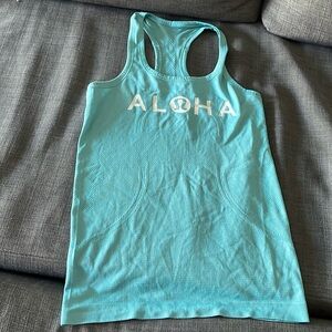 Turquoise/aqua blue, RARE Lululemon Aloha tank, size small!